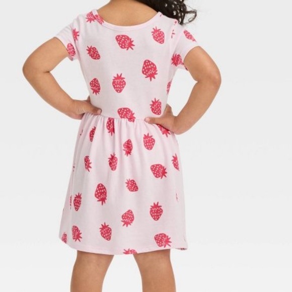Cat & Jack Toddler Girls' Strawberry Short Sleeve
Dress - Pink 18M - Picture 5 of 7